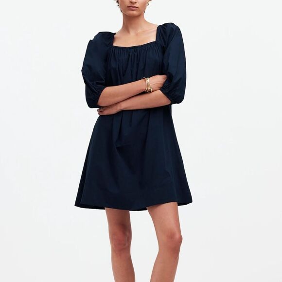 Madewell Square-Neck Puff-Sleeve Mini Dress - Picture 1 of 7